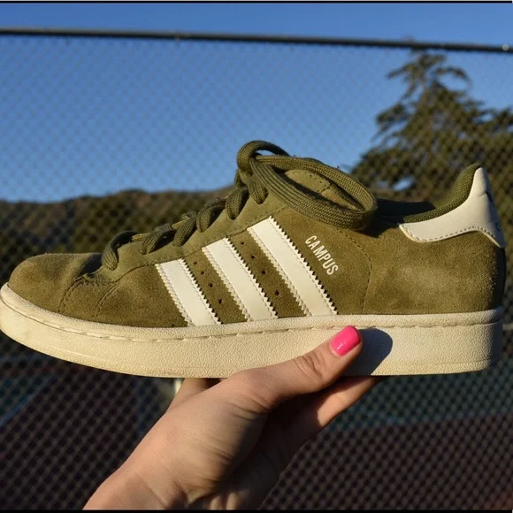 adidas Campus Olive Green White Women's Sneakers - Picture 3 of 14